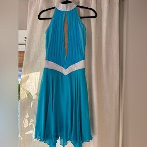 Blue Halter figure skating dance dress competition